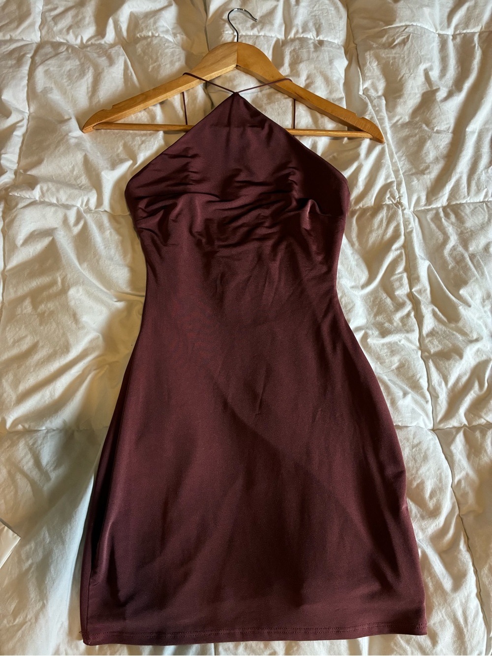 Sleeveless Halter Bodycon Dress in Deep Burgundy